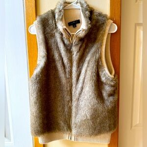 Ann Taylor Reversible Faux Fur/Sweater Vest